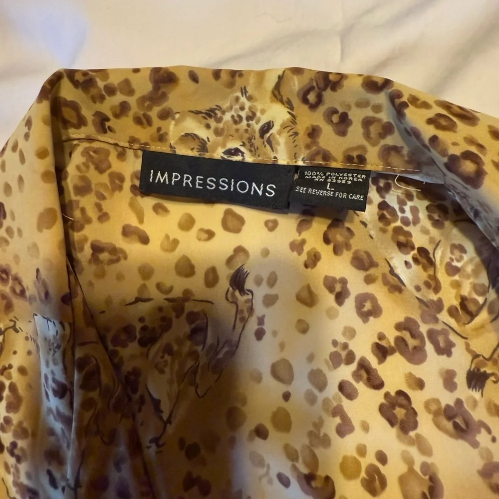 EUC- Vintage Impressions Leopard Print Blouse-Size L - Picture 3 of 7